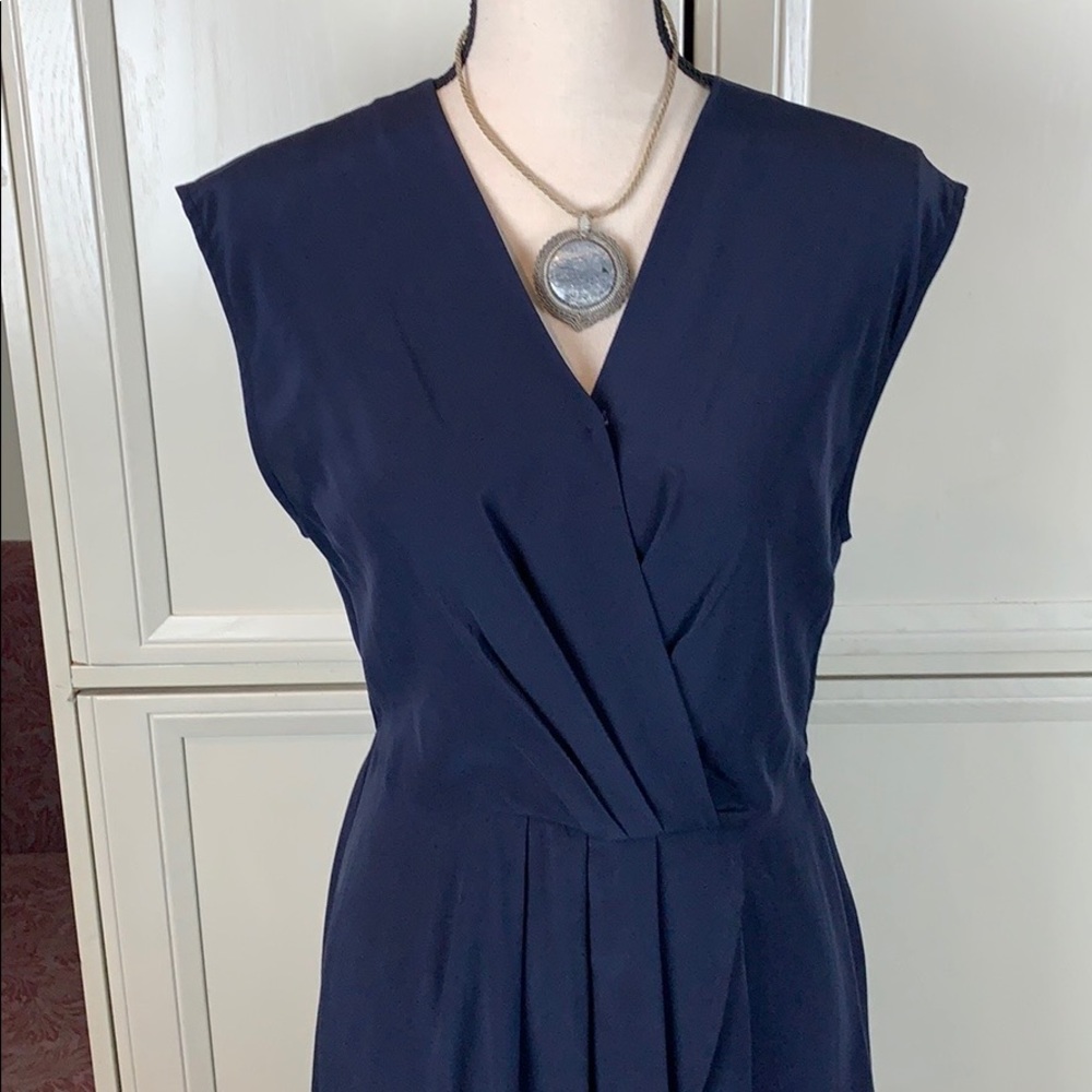 NWT Barneys New York CO-OP label Navy Silk Dress - Picture 2 of 7